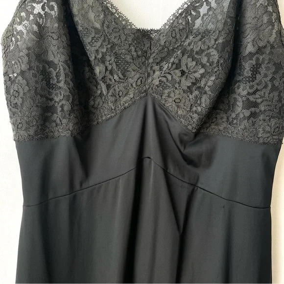 Vintage Henson Kickernick Full Dress Slip / Negligee Black + Gray Lace Size 32 - Picture 6 of 16